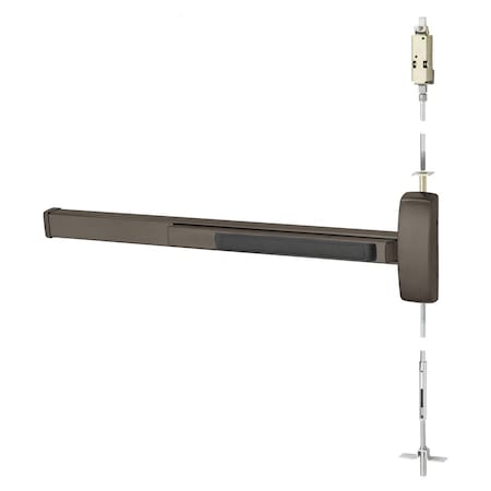 Sargent Grade 1 Concealed Vertical Rod Exit Bar, Wide Stile Pushpad, 36-in Device, 120-in Door Height, Exit 56-MD8610F RHR 10B